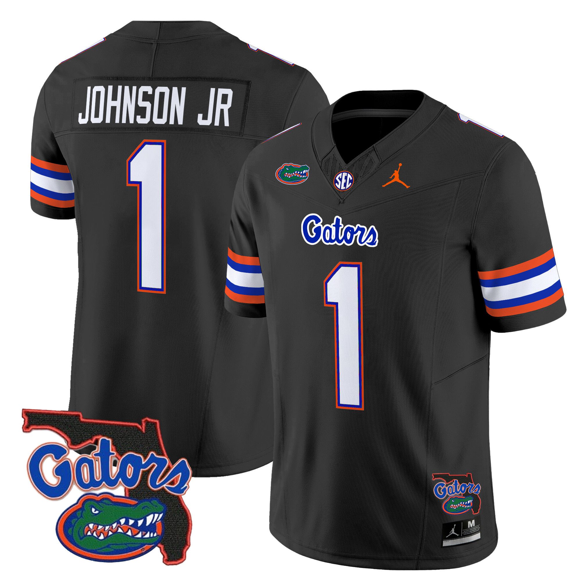 Men Florida Gators #1 Johnson jr Black 2024 Florida Patch Vapor Limited NCAA Jersey style 1->ncaa teams->NCAA Jersey